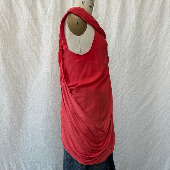 All Saints - Poppy Red asymmetrical draped tunic. - Picture 2 of 5